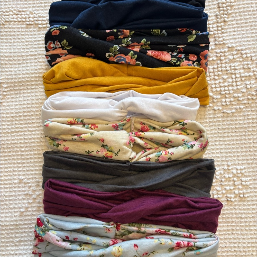 Floral and Solid Crossed Headbands